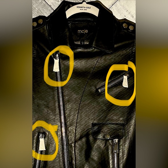 MAJE NWT Women’s Black Leather Jacket.Size 36 (4) - Picture 7 of 8